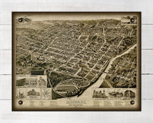 Load image into Gallery viewer, 1887 Macon Georgia Birds Eye Map - On 100% Natural Linen
