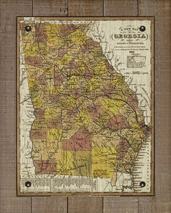 1864 Georgia Map - On 100% Natural Linen
