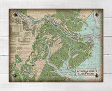 Load image into Gallery viewer, Savannah River And Coastal Islands Nautical Chart - On 100% Natural Linen
