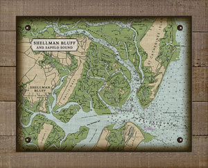 Shellman Bluff And Sapelo Sound Nautical Chart - Board Mounted Canvas Print