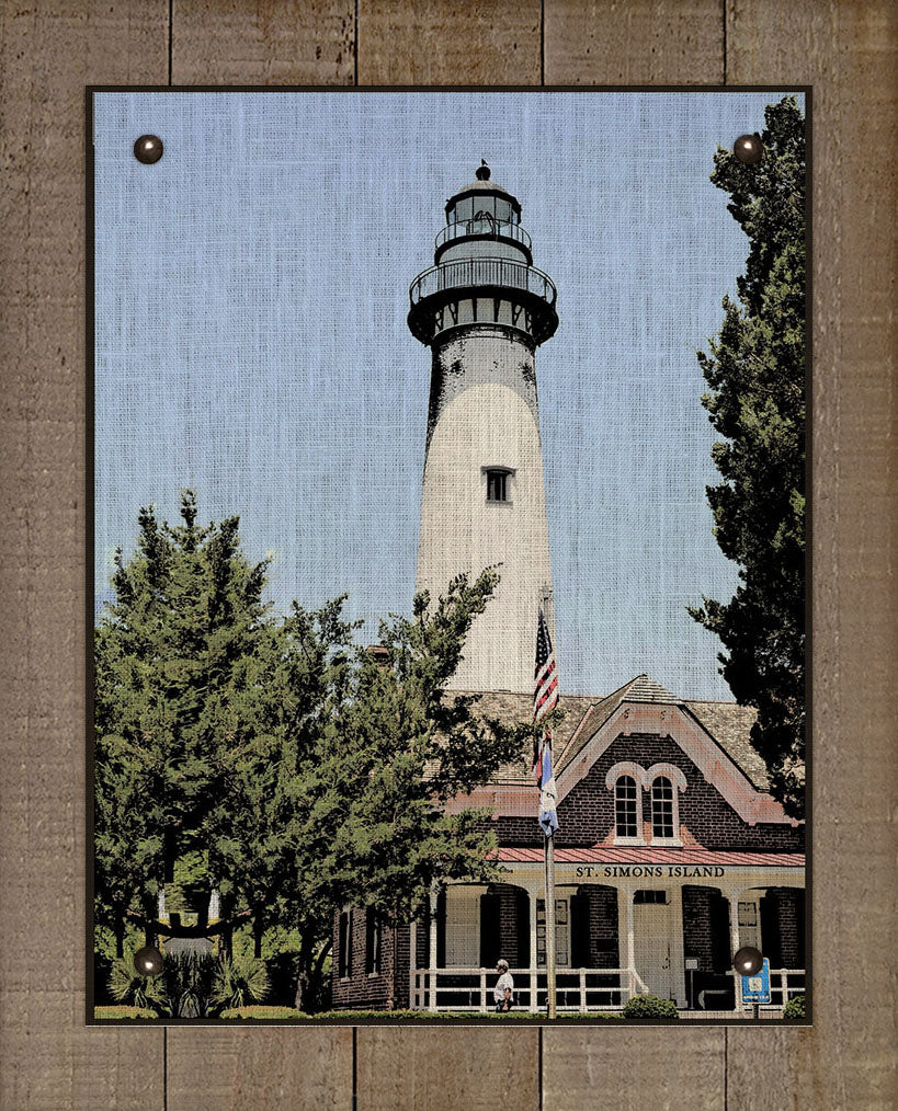St Simons Lighthouse - On 100% Natural Linen