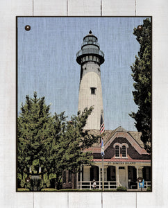 St Simons Lighthouse - On 100% Natural Linen