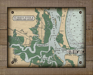 St Marys and Cumberland Sound Nautical Chart - On 100% Natural Linen