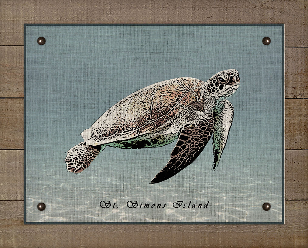 St Simons Sea Turtle - On 100% Natural Linen