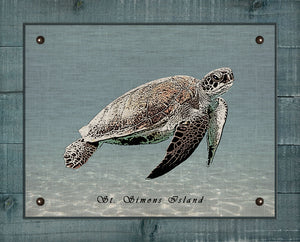 St Simons Sea Turtle - On 100% Natural Linen