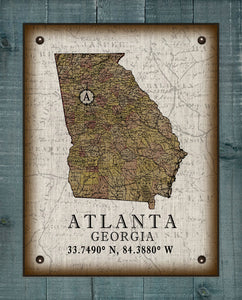 Atlanta Georgia Vintage Design On 100% Natural Linen