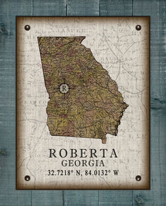 Roberta Georgia Vintage Design  Board Mounted Canvas Print