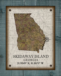Skidaway Island Georgia Vintage Design  Board Mounted Canvas Print