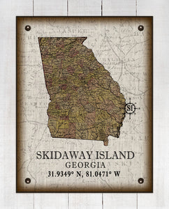 Skidaway Island Georgia Vintage Design  Board Mounted Canvas Print