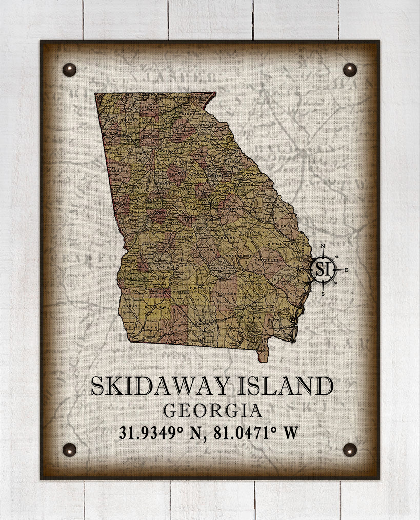 Skidaway Island Georgia Vintage Design  On 100% Natural Linen