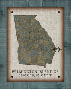 Wilmington Island Georgia Vintage Design (2) On 100% Natural Linen
