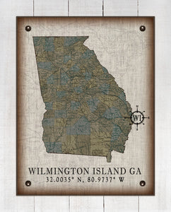 Wilmington Island Georgia Vintage Design (2) On 100% Natural Linen