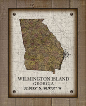 Load image into Gallery viewer, Wilmington Island Georgia Vintage Design Board Mounted Canvas Print
