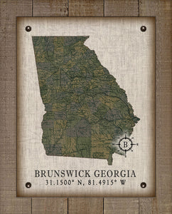 Brunswick Georgia Vintage Design Board Mounted Canvas Print