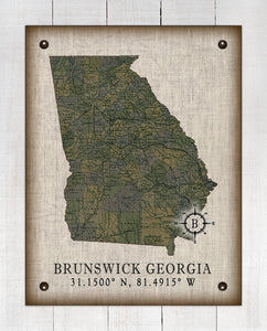 Brunswick Georgia Vintage Design Board Mounted Canvas Print