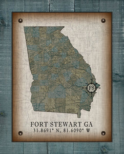 Fort Stewart Georgia Vintage Design (2) On 100% Natural Linen