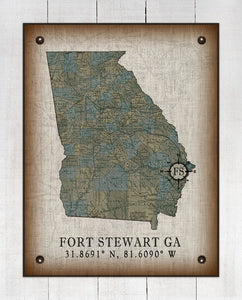 Fort Stewart Georgia Vintage Design (2) On 100% Natural Linen