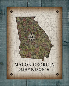 Macon Georgia Vintage Design On 100% Natural Linen