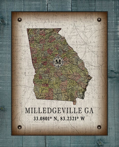 Milledgeville Georgia Vintage Design On 100% Natural Linen