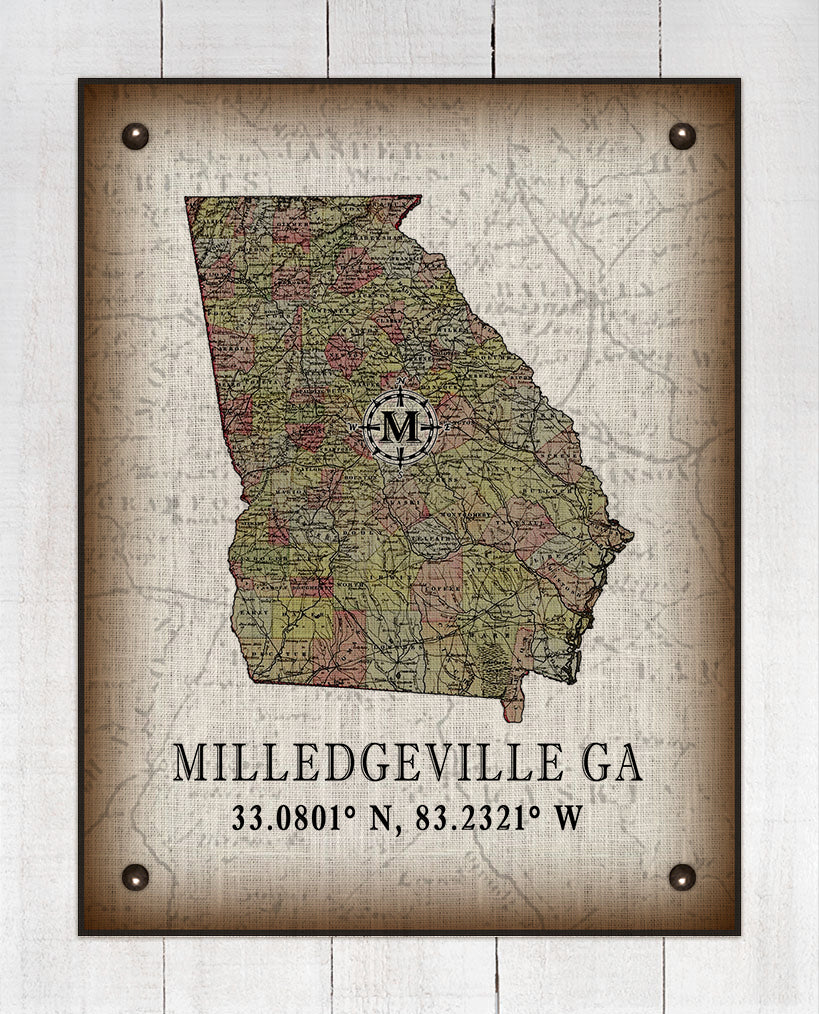 Milledgeville Georgia Vintage Design On 100% Natural Linen