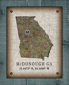 McDonough Georgia Vintage Design Board Mounted Canvas Print
