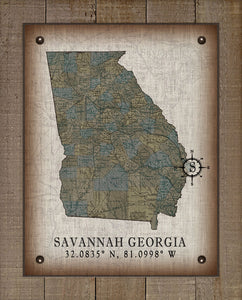 Savannah Georgia Vintage Design (2) On 100% Natural Linen