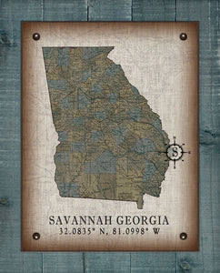 Savannah Georgia Vintage Design (2) On 100% Natural Linen