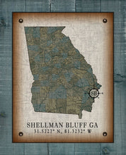 Load image into Gallery viewer, Shellman Bluff Georgia Vintage Design (Sea Oats) Board Mounted Canvas Print
