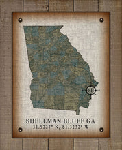 Load image into Gallery viewer, Shellman Bluff Georgia Vintage Design (Sea Oats) Board Mounted Canvas Print
