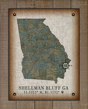 Load image into Gallery viewer, Shellman Bluff Georgia Vintage Design (Sea Oats) On 100% Natural Linen
