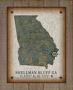 Shellman Bluff Georgia Vintage Design (Sea Oats) On 100% Natural Linen