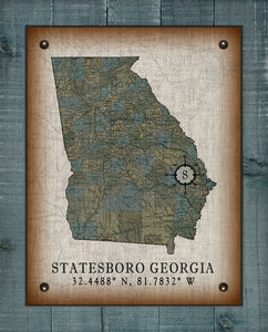 Statesboro Georgia Vintage Design On 100% Natural Linen