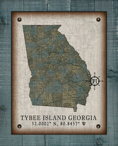 Tybee Island Georgia Vintage Design (sea oats) On 100% Natural Linen