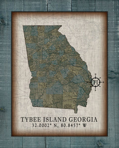 Tybee Island Georgia Vintage Design On 100% Natural Linen