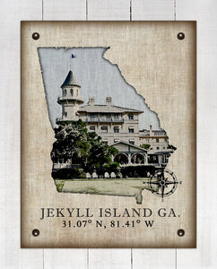 Jekyll Island Georgia Vintage Design (Hotel) On 100% Natural Linen