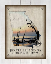 Load image into Gallery viewer, Jekyll Island Georgia Vintage Design (Driftwood Beach) On 100% Natural Linen
