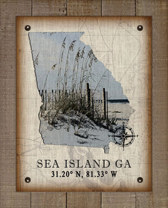Sea Island Georgia Vintage Design (Sea Oats) On 100% Natural Linen
