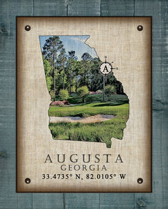 Augusta Georgia Vintage Design (Golf Course) On 100% Natural Linen
