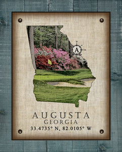 Augusta Georgia Vintage Design (Golf Course) (2) On 100% Natural Linen