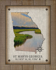 St Marys Georgia Vintage Design (Marsh) On 100% Natural Linen