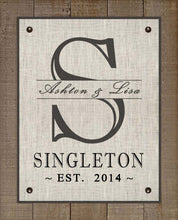 Load image into Gallery viewer, Personalized Family Name Print (H2-Natural Background) - On 100% Natural Linen

