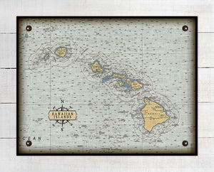 Hawaii Nautical Chart On 100% Natural Linen
