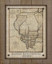 Load image into Gallery viewer, Illinois Bicentenial Map Board Mounted Canvas Print
