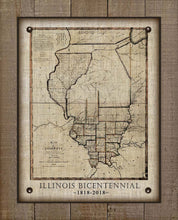 Load image into Gallery viewer, Illinois Bicentenial Map On 100% Natural Linen
