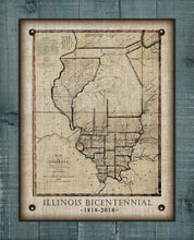 Load image into Gallery viewer, Illinois Bicentenial Map On 100% Natural Linen
