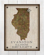 Load image into Gallery viewer, Evenston Illinois Vintage Design - On 100% Natural Linen
