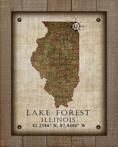 Lake Forest Illinois Vintage Design - On 100% Natural Linen