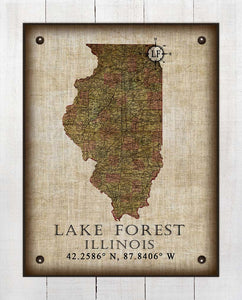Lake Forest Illinois Vintage Design - On 100% Natural Linen