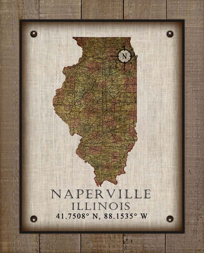 Naperville Illinois Vintage Design - On 100% Natural Linen
