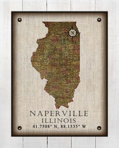 Naperville Illinois Vintage Design - On 100% Natural Linen